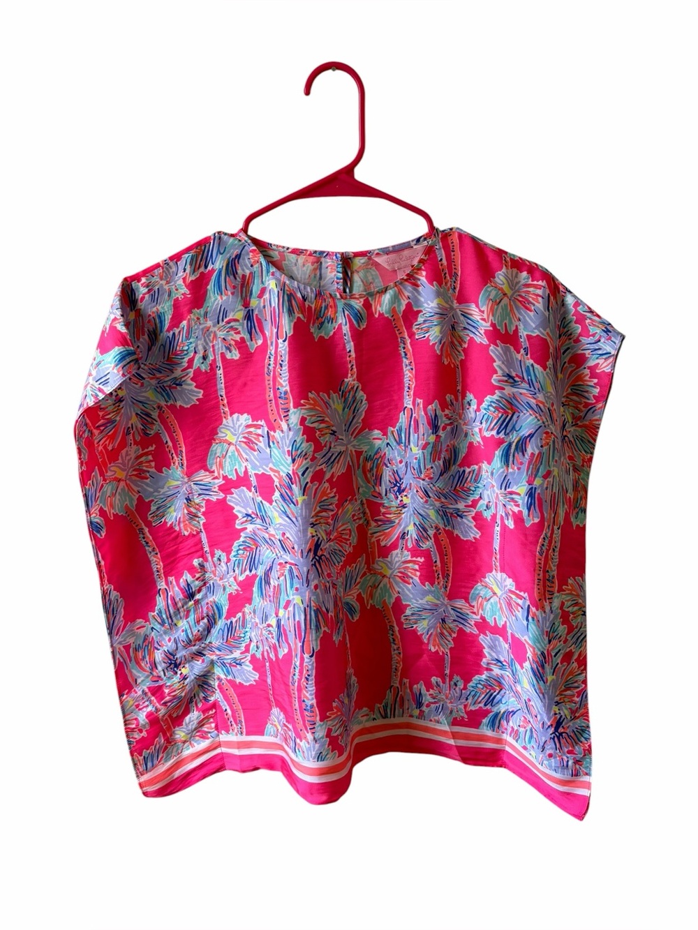 Lilly Pulitzer Girls Cover Up Caftan Tunic Nice Stems Flamingo Pink
